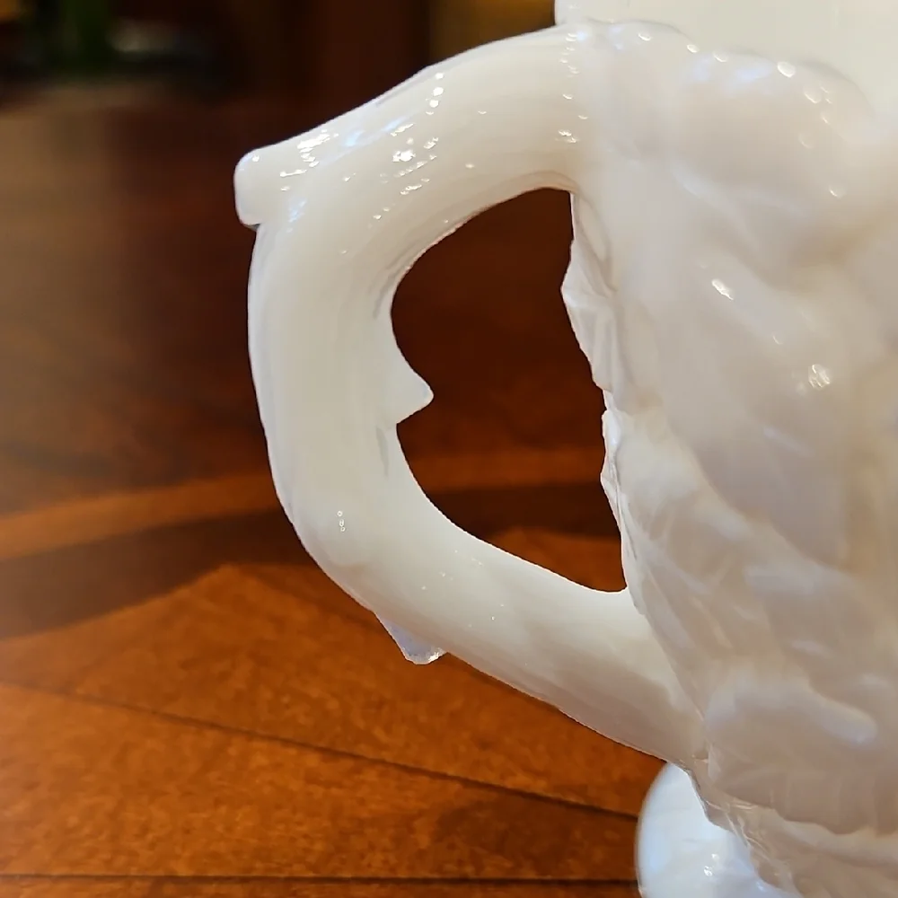 Westmoreland Bramble Pattern Milk Glass Open Sugar & Creamer, Set of 2